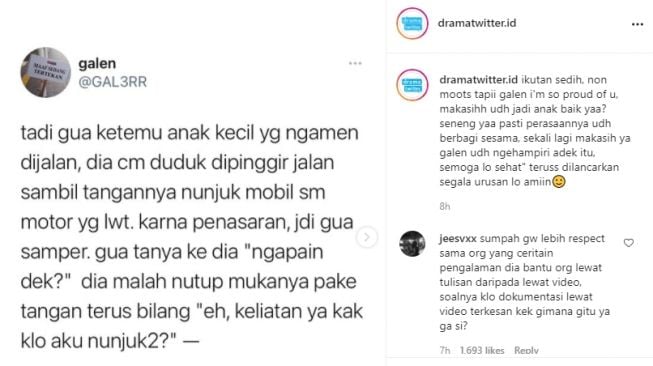 Kisah bocah pengamen yang menahan lapar. (Instagram/@dramatwitter.id)