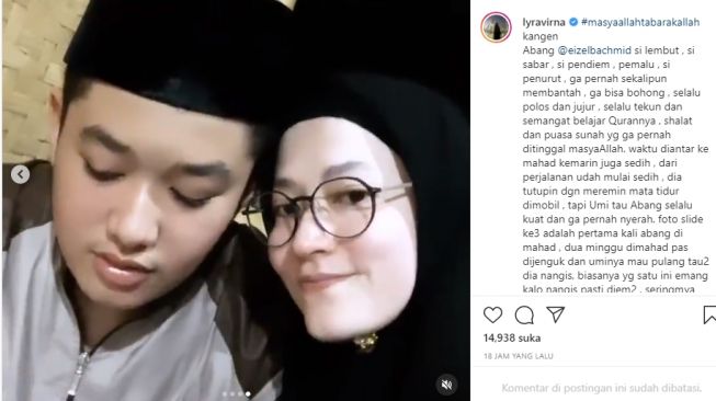 Lyra Virna lepas anak masuk pesantren. [Instagram]