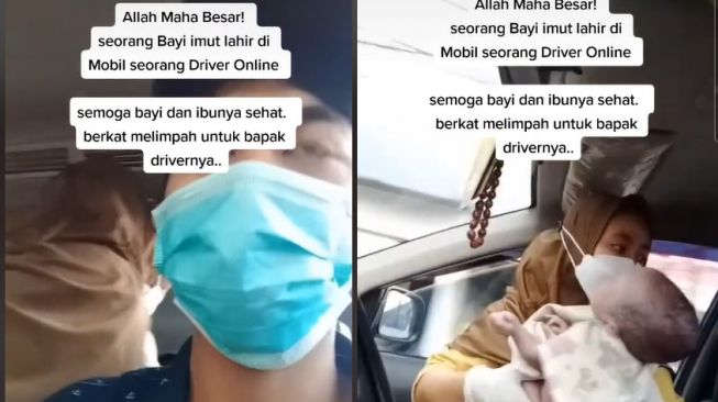 Bayi lahir di dalam mobil sopir taksi online viral (TikTok)