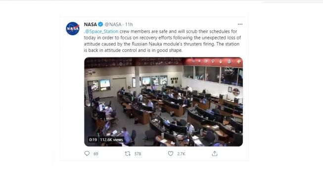 Postingan NASA. [Twitter]