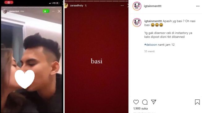 Heboh video ciuman diduga Zara dan Okin. (Instagram)