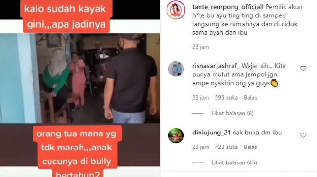 Momen ortu Ayu Ting Ting datangi rumah hater. [Instagram]