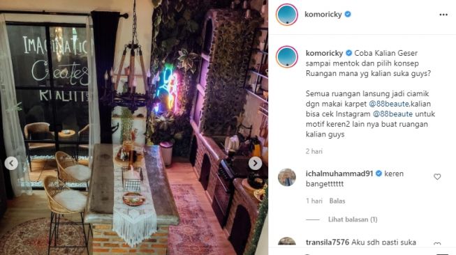 Potret rumah Ricky Komo. [Kolase Instagram]