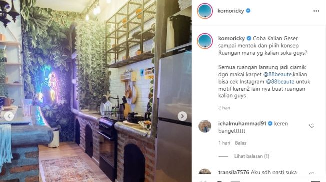 Potret rumah Ricky Komo. [Kolase Instagram]