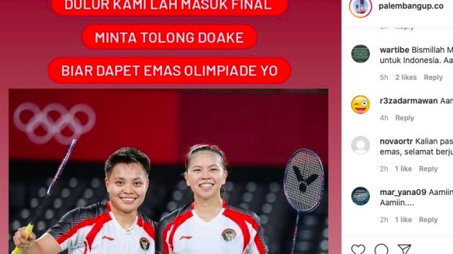 Lolos Final Olimpiade Tokyo, Greysia/Apriyani Ramai Didoakan Warganet