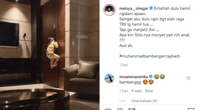 Putra Bebi Romeo dan Meisya Siregar, Bambang hobi memanjat. [Instagram]