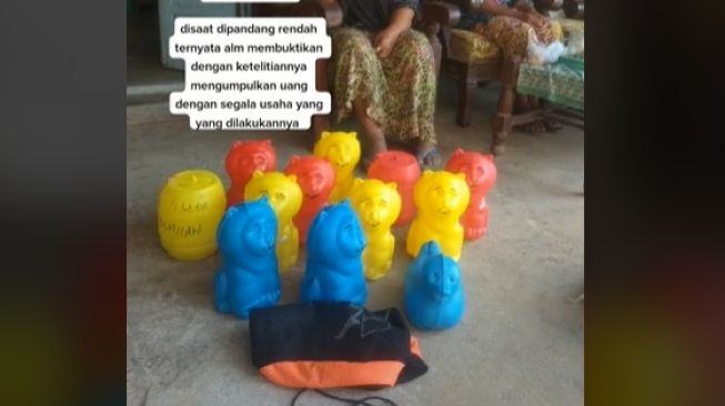 Nenek terharu melihat tabungan cucu. (TikTok)