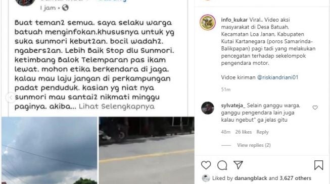 Tangkapan layar. [instagram/@info_kukar]