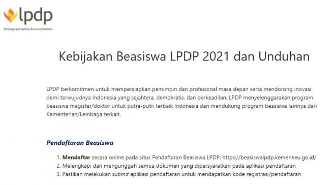 Jadwal Seleksi Beasiswa LPDP 2021, Lengkap Link Pendaftaran - Suara Jakarta