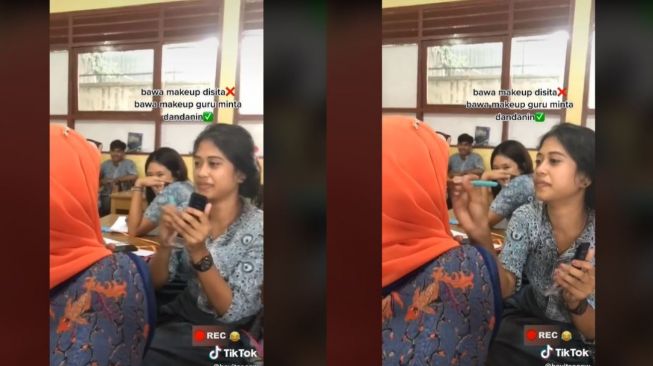 Kocak! Ketahuan Bawa Makeup ke Sekolah, Siswi Ini Malah Diminta Merias Gurunya