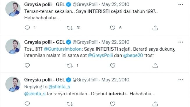 Greysia Polii merupakan fans Inter Milan. (Twitter/@GreysPolii)