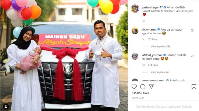 Putra Siregar berikan mainan baru untuk anaknya berupa Toyota Alphard (Instagram)