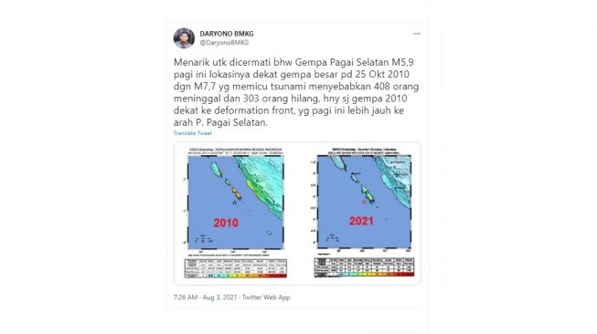 Gempa Mukomuko Bengkulu. [Twitter]