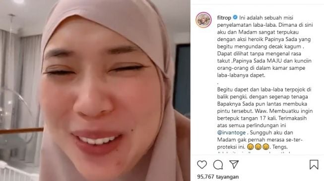 Cerita kocak kamar Fitri Tropica kemasukan laba-laba. [Instagram]