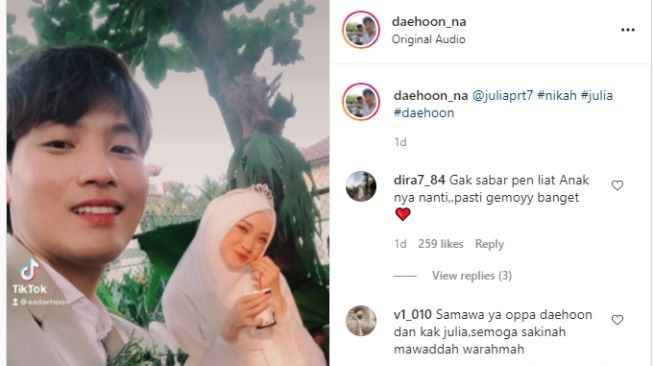 Momen Nikah Daehoon dan Julia Prastini. [Instagram]