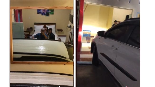 Hotel bernuansa unik, garasi mobil dan kasur jadi satu runangan (TikTok)