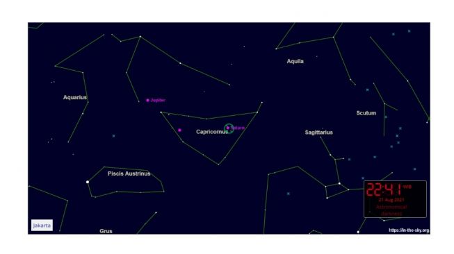 Konjungsi Bulan dan Saturnus Agustus 2021. [In the Sky]