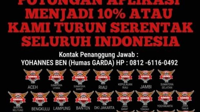 Aksi Nasional Ojol akan Dilakukan, Tuntut Potongan Driver dari Aplikator Hanya 10 Persen