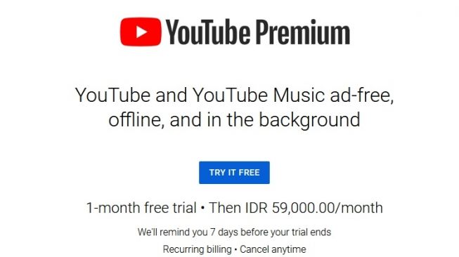 Tampilan Youtube Premium di Indonesia. [Dok Youtube]