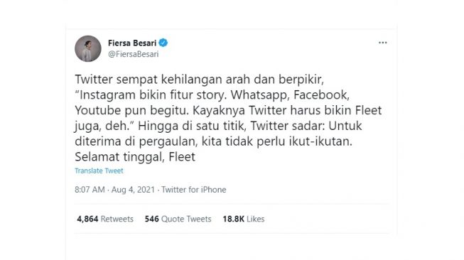 Selamat tinggal Fleet. [Twitter]