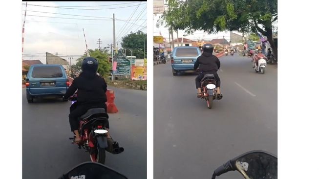 Suara knalpot Honda Supra bikin pengguna jalan terkejut dan geleng-geleng kepala (Instagram)