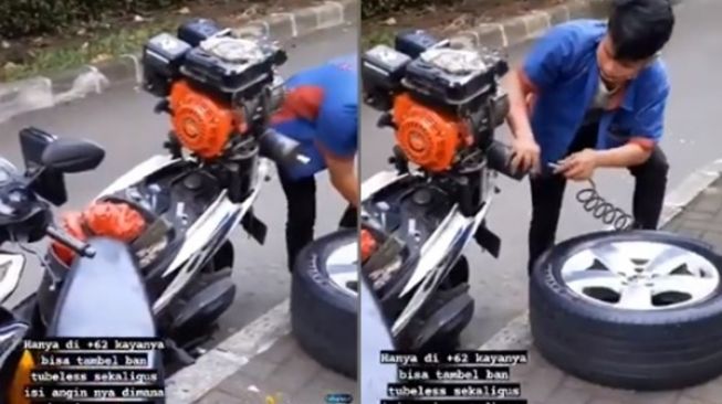 Viral Tambal Ban Keliling Siap 'Jemput Bola' 24 Jam, Diklaim Cuma Ada di Indonesia!