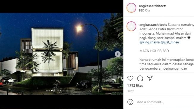 Desain rumah baru Mohammad Ahsan. [Instagram]