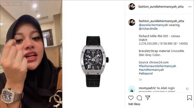 Jam tangan mewah Aurel Hermansyah seharga Rp2,2 miliar. (Instagram/@fashion_aureliehermansyah_atta)