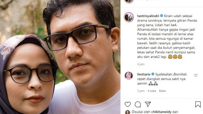 Tantri Kotak mengabarkan kalau suaminya, Arda Naff ikut terinveksi Covid-19. [Instagram]