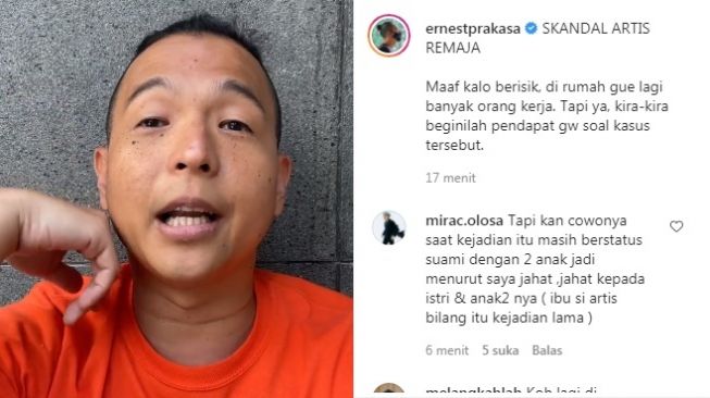 Unggahan Ernest Prakasa [Instagram/@ernestprakasa]