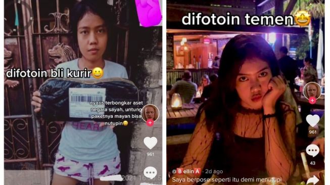 Difoto teman vs difoto kurir (tiktok/@hasnaesde)