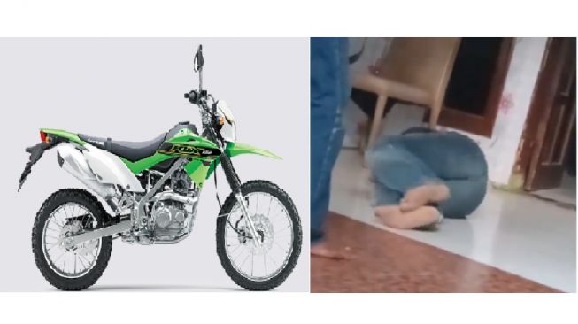 Demi Motor Kawasaki KLX, Pria Berbadan Gede Gunakan Teknik ala Anak Kecil