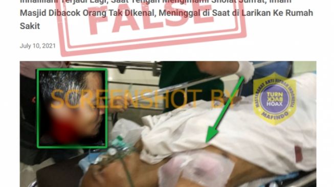 Cek Fakta imam masjid dibacok orang tak dikenal saat imami salat Jumat (turnbackhoax.id)