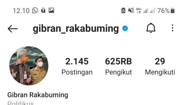 Gibran Pasang Foto Profil Medsos Bersama Ganjar