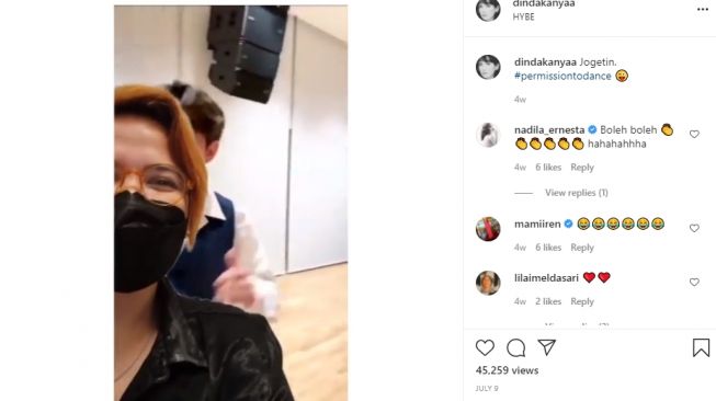 Potret terkini Dinda Kanya Dewi dengan gaya rambut baru. [Instagram]