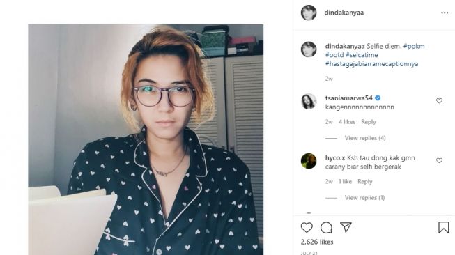 Potret terkini Dinda Kanya Dewi dengan gaya rambut baru. [Instagram]
