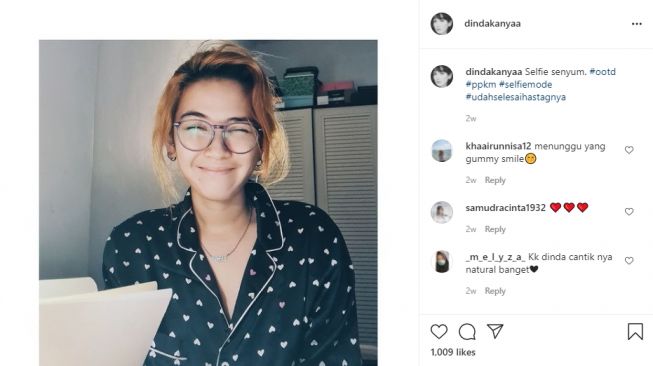 Potret terkini Dinda Kanya Dewi dengan gaya rambut baru. [Instagram]