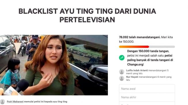 Petisi blacklist ayu ting-ting terus bertambah [Change]