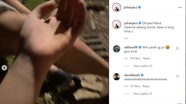 Potret kondisi Julian Jacob dan Brisia Jodie setelah kecelakaan [Instagram]