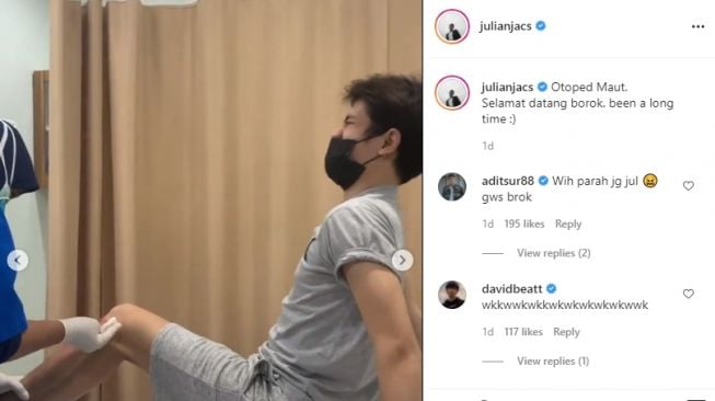 Potret kondisi Julian Jacob dan Brisia Jodie setelah kecelakaan [Instagram]