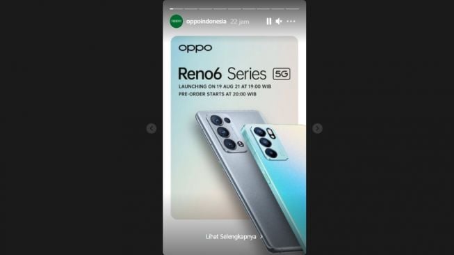 Tanggal peluncuran Oppo Reno6 5G. [Instagram/@Oppoindonesia]