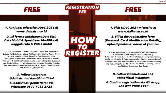 Cara registrasi lomba modifikasi Daihatsu Dress-Up e-Challenge 2021 atau DDeC 2021 [microsite dress up challenge daihatsu]