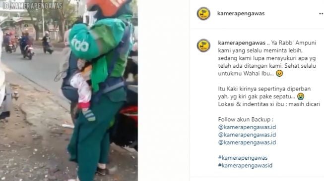 Perjuangan seorang ibu driver ojol. (Instagram/kamerapengawas)