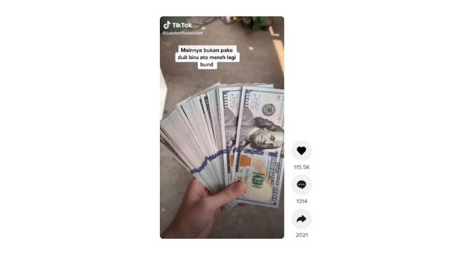 Buket dari dollar. [TikTok]