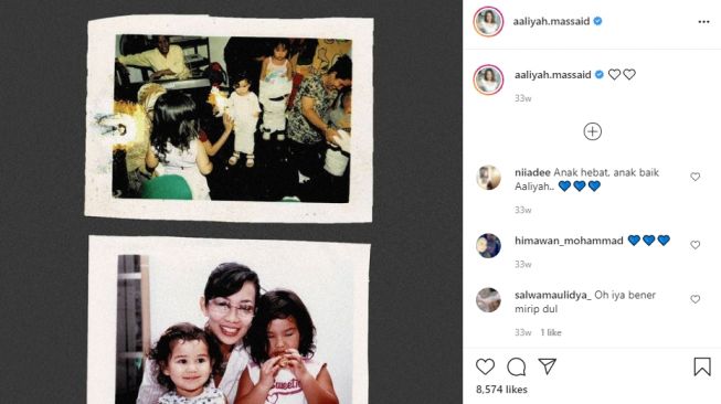 Potret masa kecil Aaliyah Massaid. [Instagram]