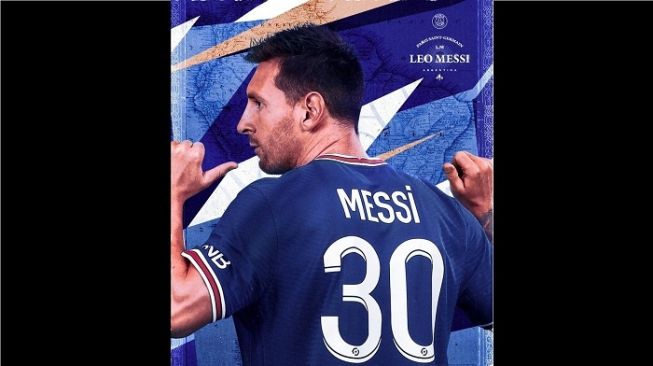 Lionel Messi resmi menjadi pemain Paris Sain-Germain dengan mengenakan nomor punggung 30. (Foto: Twitter/PSG-Indonesia)