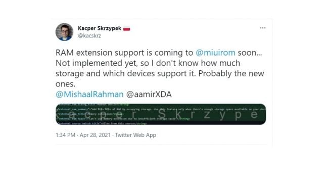 MIUI 'Memory Extension'. [Twitter]