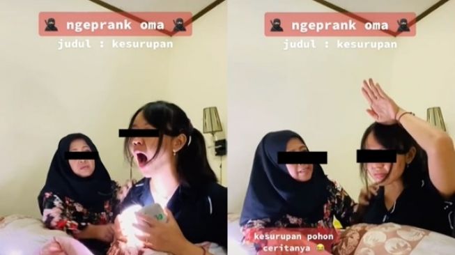 Viral Cucu Prank Nenek Pura-pura Kesurupan Pohon, Reaksi Sang Oma Bikin Ngakak