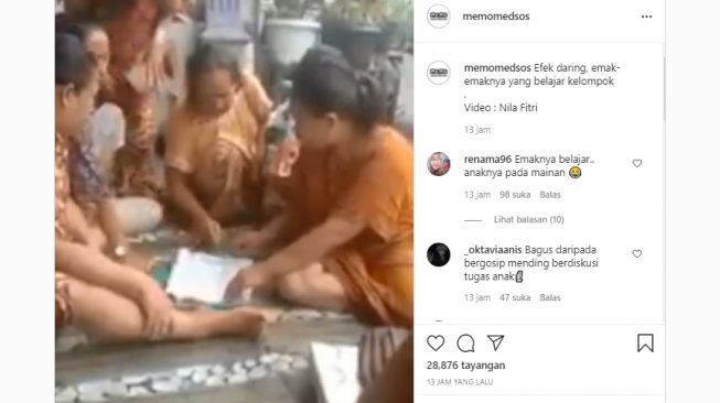 Viral Emak-emak Belajar Kelompok Efek Sekolah Daring, Warganet: Emaknya Mikir Anaknya Maen