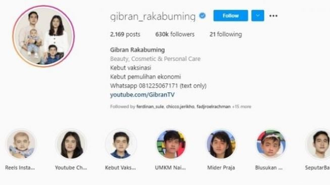 Foto editan keluarga Gibran Rakabuming. [Instagram]